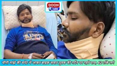 Haridwar A young man riding a bike got deep wounds on his neck after being hit by a Chinese manjha, got 42 stitches.