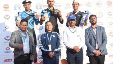 Sports Minister Rekha Arya watched the final of the cycling competition of the 38th National Games, honored the winners.