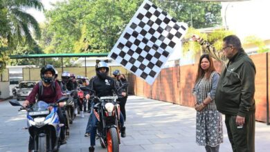 Cabinet Minister Ganesh Joshi flagged off the women bike ride.