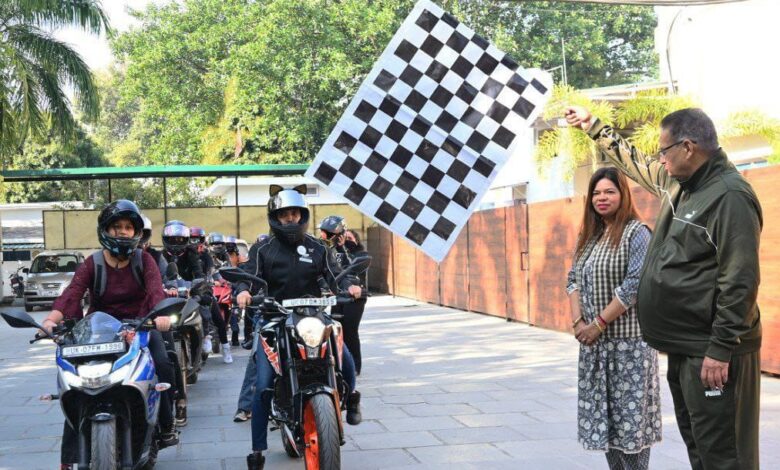 Cabinet Minister Ganesh Joshi flagged off the women bike ride.