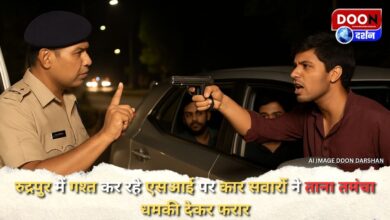 Car riders pointed a gun at the SI patrolling in Rudrapur, threatened him and fled