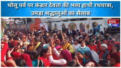 A grand elephant chariot procession of Kandar deity on the occasion of Tholu festival, a huge crowd of devotees gathered.