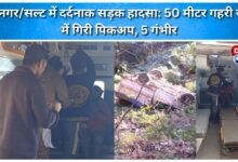 Tragic road accident in RamnagarSalt Pickup falls into 50 meter deep ditch, 5 seriously injured