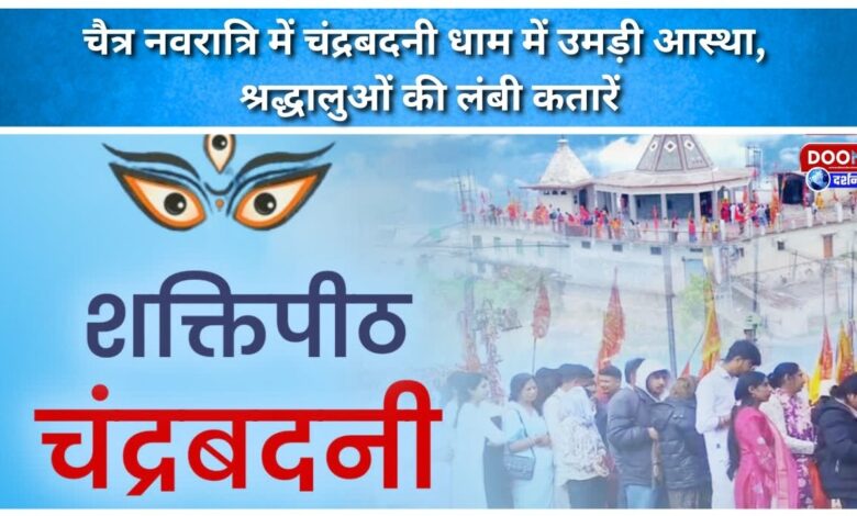 During Chaitra Navratri, devotees thronged Chandrabadni Dham, with long queues of devotees.