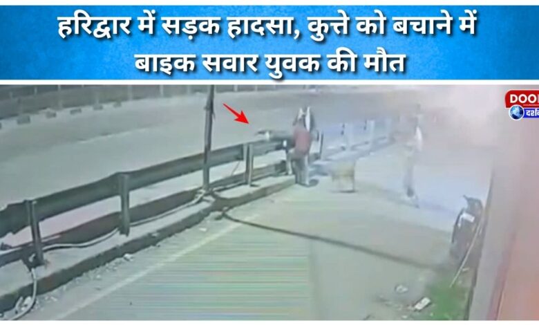 Road accident in Haridwar, bike rider dies while trying to save a dog