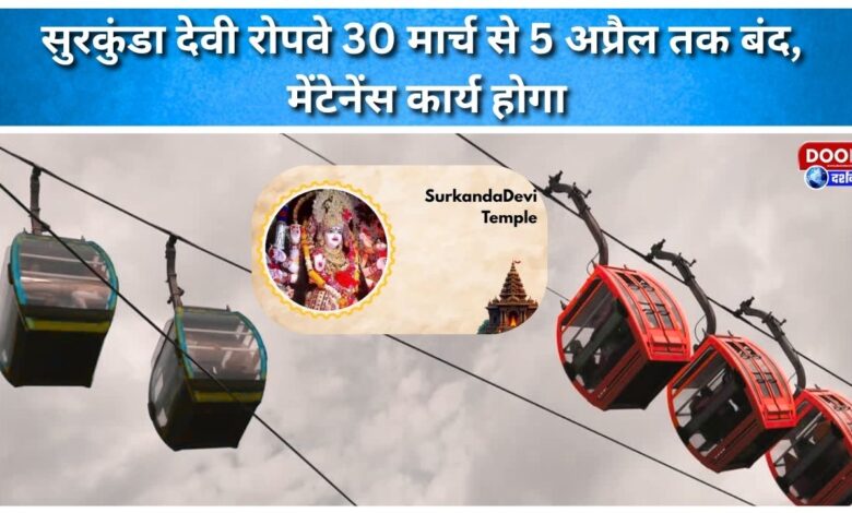 Surkunda Devi Ropeway will be closed from March 30 to April 5 for maintenance work.