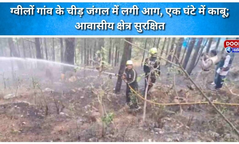A fire broke out in the pine forest of Gwilon village, which was brought under control within an hour; residential areas were safe.