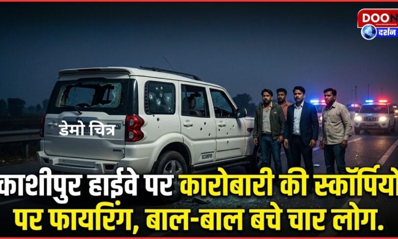 Firing on businessman's Scorpio on Kashipur Highway, four people narrowly escaped