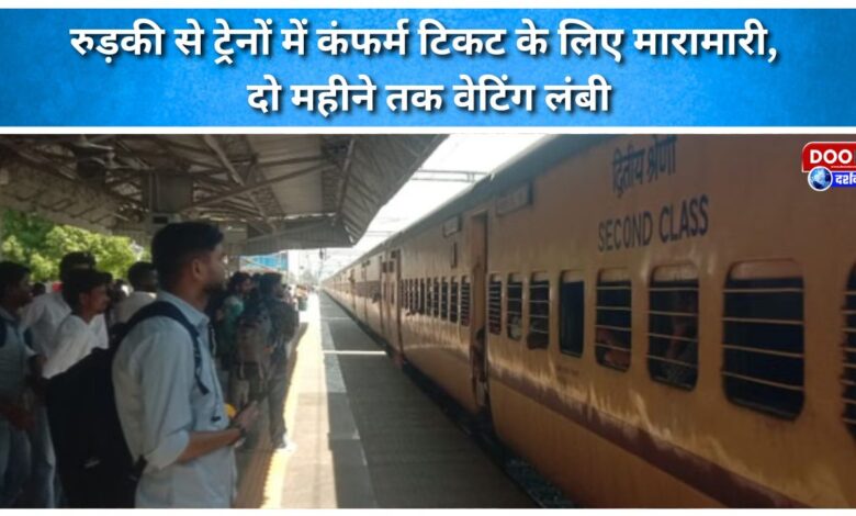 There is a scramble for confirmed tickets on trains from Roorkee, with waiting periods stretching up to two months.