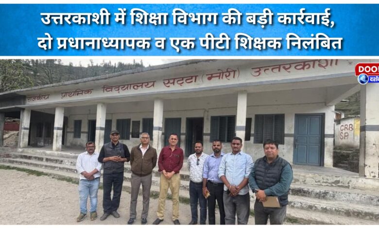 Uttarkashi Two headmasters and a PT teacher suspended for major action by the Education Department.