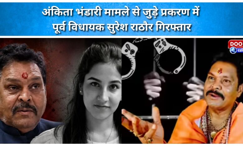Former MLA Suresh Rathore arrested in connection with the Ankita Bhandari case.