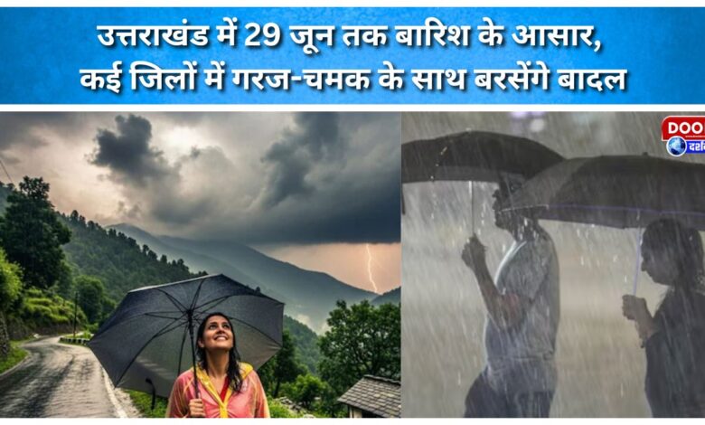 Rain expected in Uttarakhand until June 29; thunderstorms likely in several districts.