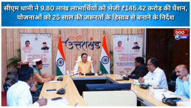 CM Dhami transfers pension worth ₹145.42 crore to 9.80 lakh beneficiaries; directs that schemes be formulated keeping in mind the needs of the next 25 years.