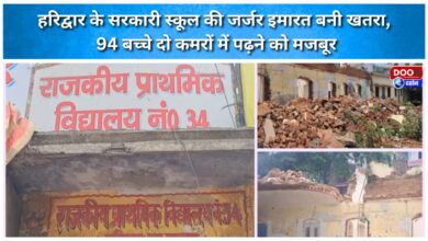 Dilapidated building of a government school in Haridwar poses a danger; 94 children forced to study in two rooms.