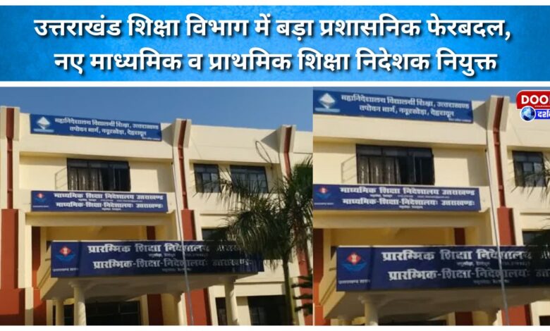 Major administrative reshuffle in the Uttarakhand Education Department; new Directors of Secondary and Primary Education appointed.