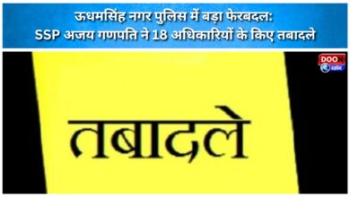 Major reshuffle in Udham Singh Nagar Police SSP Ajay Ganpati transfers 18 officers.