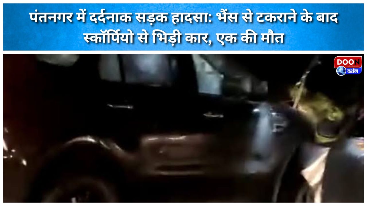 Tragic road accident in Pantnagar Car collides with Scorpio after hitting a buffalo; one dead.