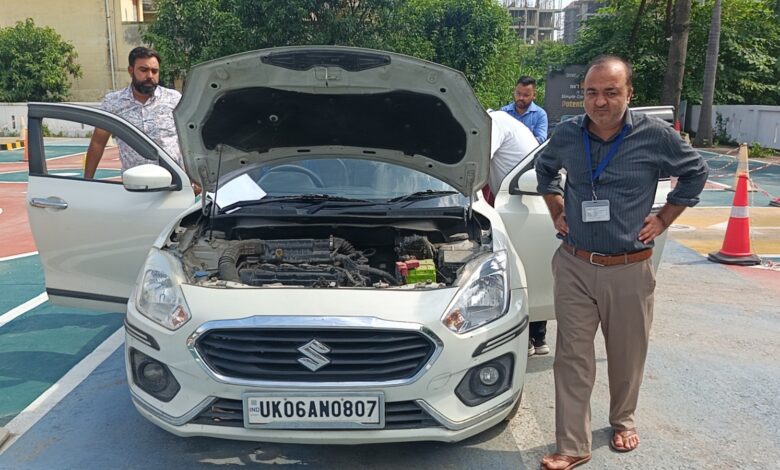 Two Swift Dzires with the same registration and chassis numbers; stir at the Rudrapur ARTO office.