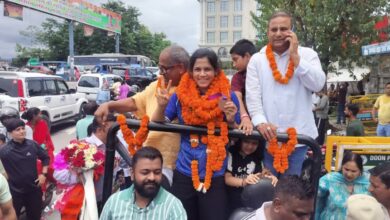 Grand welcome for Commonwealth Games medalist Unnati Sharma in Dehradun.