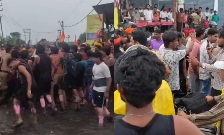 Uproar on Bhagwanpur Bypass after Kanwar gets damaged; passerby assaulted.