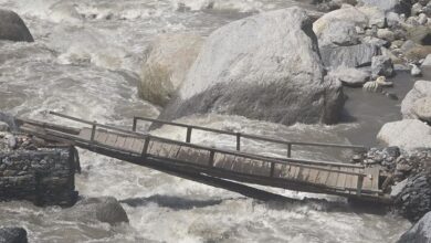 Major accident on the Madhyamaheshwar pilgrimage route; pilgrim falls into the river before boarding the trolley.