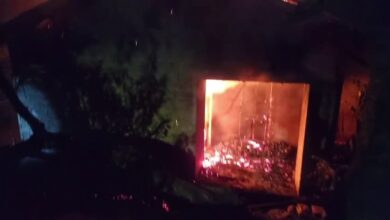 Massive fire at old health center building in Arakot; retired ANM dies.