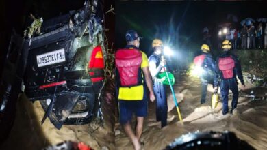 Car swept away by monsoon torrent in Dehradun; two dead, including a young man; one young woman injured.
