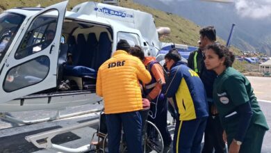 Two pilgrims fell ill in Kedarnath; airlifted to AIIMS by helicopter ambulance.